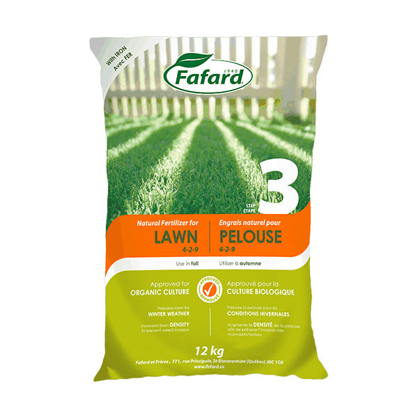 Fafard Engrais naturel pour pelouse avec fer 1% - Automne (4-2-9)