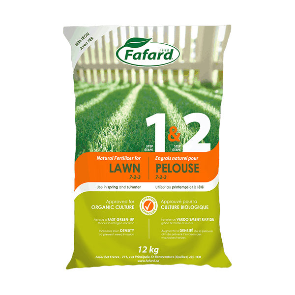 Fafard Engrais naturel pour pelouse avec fer 1% - Printemps/Été (7-2-3) 